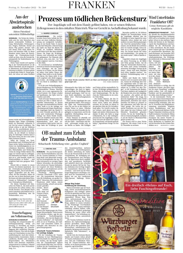 Zeitungsseite der Main-Post vom 11. November 2022